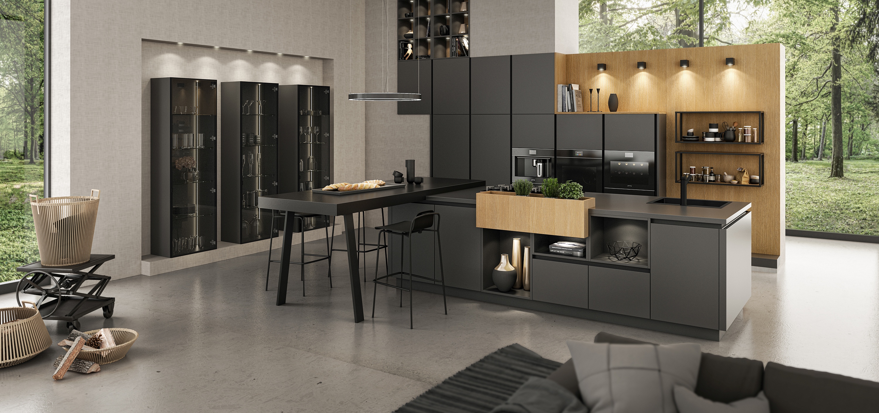 Artego Küche grifflos Graphit